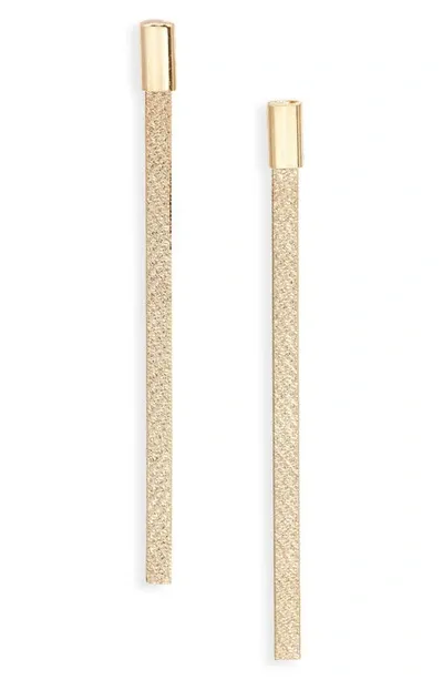 Argento Vivo Sterling Silver Textured Linear Drop Earrings In Gold