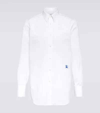 Burberry Equestrian Knight Cotton Shirt In White