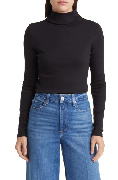 Nordstrom Rib Cotton Turtleneck In Black