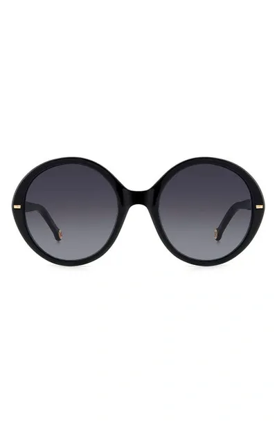 Carolina Herrera 55mm Round Sunglasses In Blck Whte