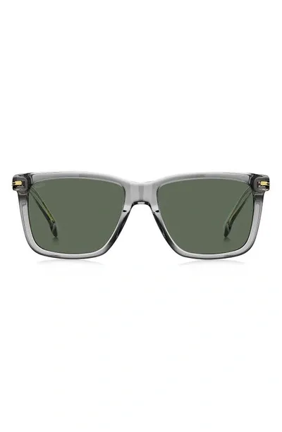 Hugo Boss 55mm Square Sunglasses In Grey Green