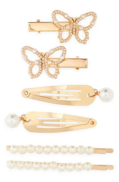 Capelli New York Kids' Assorted 6-piece Hair Clip Set In Gold