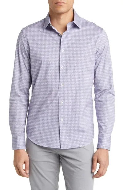 Bugatchi James Ooohcotton® Geometric Print Stretch Cotton Button-up Shirt In Lavender