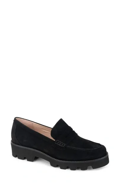 Patricia Green Vince Lug Sole Penny Loafer In Black