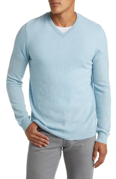 Nordstrom V-neck Cashmere Sweater In Blue Heather