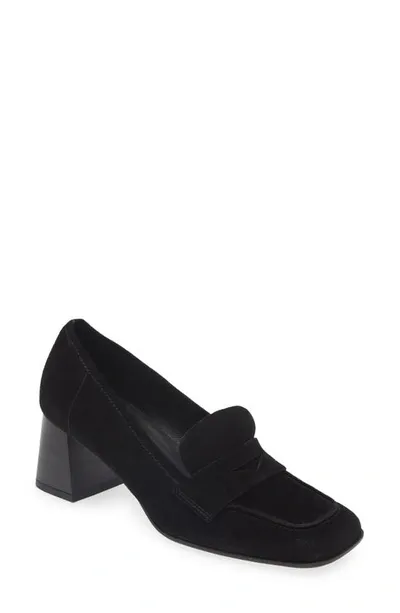 Chocolat Blu Zaza Penny Loafer Pump In Black Suede