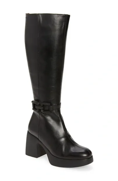 Wonders Platform Boot In Black Leather