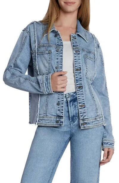 Wash Lab Denim Split Denim Jacket In Country Blue