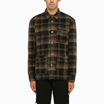 Forét Brown Checked Ivy Overshirt In Virgin Wool