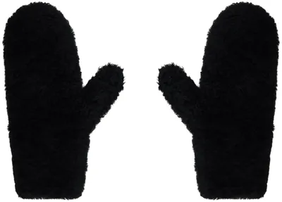 Yves Salomon Black Ribbed Mittens