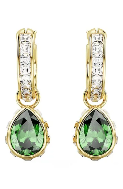 Swarovski Stilla Crystal Hoop Drop Earrings In Green