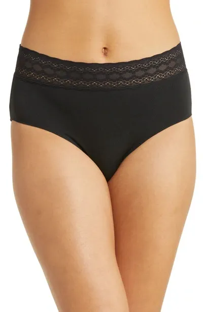 Meundies Feelfree Lace Trim High Waist Panties In Black