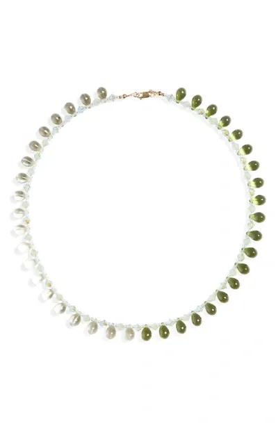 Isshi Raindrop Beaded Necklace In Seaweed