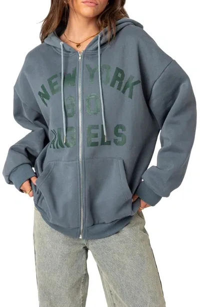 Edikted New York Angels Oversize Hoodie In Blue