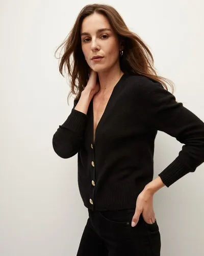 Veronica Beard Solene Cashmere Cardigan In Black