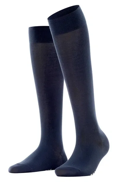 Falke Cotton Touch Knee High Socks In Dark Navy