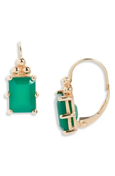 Anzie Cléo Carré Green Onyx Drop Earrings