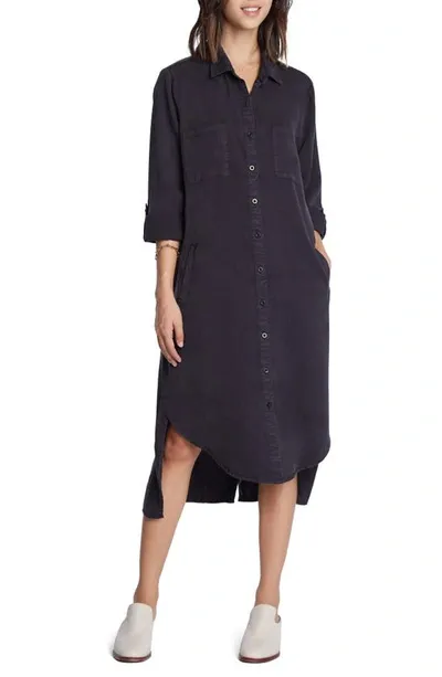 Wash Lab Denim Chill Out Shirtdress In True Black (finished Hem)