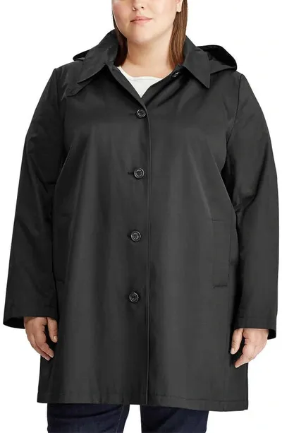 Lauren Ralph Lauren Balmacaan Single Breasted Raincoat In Black