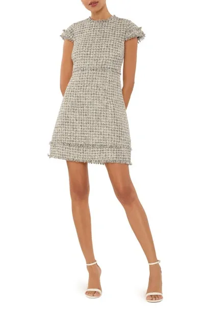 Likely Francis Raw Edge Tweed Sheath Minidress In Grey Multi