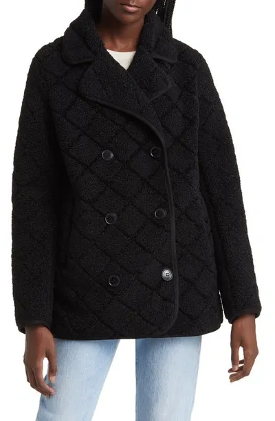 Lauren Ralph Lauren Faux Shearling Peacoat In Black