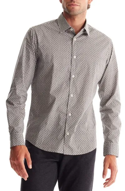 Soft Cloth Soft Italian Print Dress Shirt In Flat Grey Hex