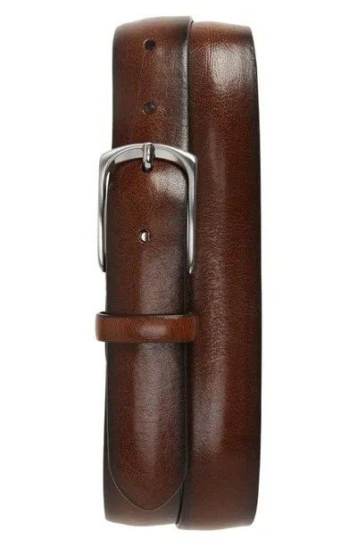 Canali Buffed Leather Belt In Brown