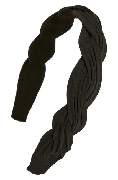 Tasha Braided Pleated Headband In Black