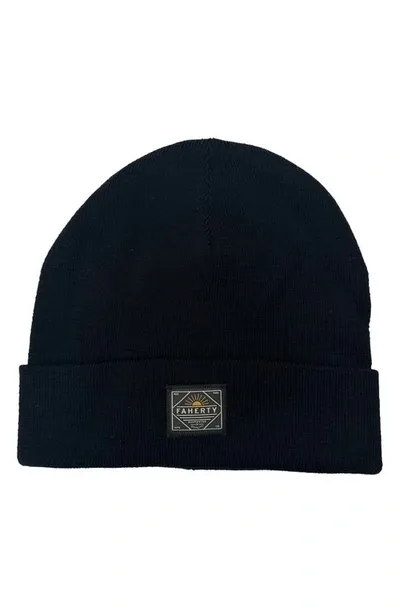 Faherty Workwear Merino Wool Beanie In Black