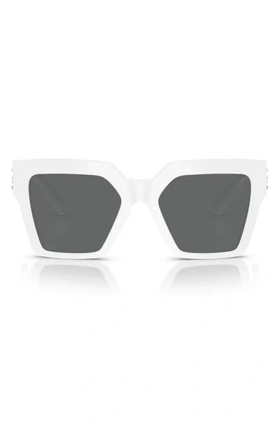 Versace 55mm Butterfly Sunglasses In White/gray Polarized Solid