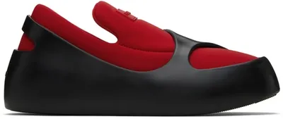 Ferragamo Men's Lunar Textile And Rubber Slip-on Sneakers In Black-red