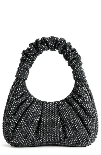 Jw Pei Gabbi Rhinestone Ruched Hobo In Anthracite