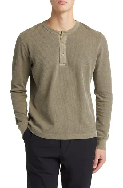 Buck Mason Cotton Double Knit Henley In Sandstone