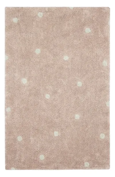 Lorena Canals Kids' Mini Polka Dot Washable Cotton Blend Rug In Rose Natural