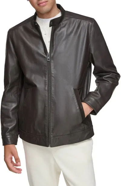 Andrew Marc Varkas Leather Jacket In Espresso