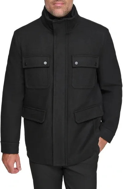 Andrew Marc Dunbar Melton Jacket In Black