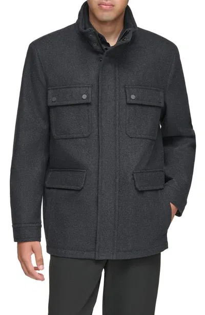 Andrew Marc Dunbar Melton Jacket In Charcoal