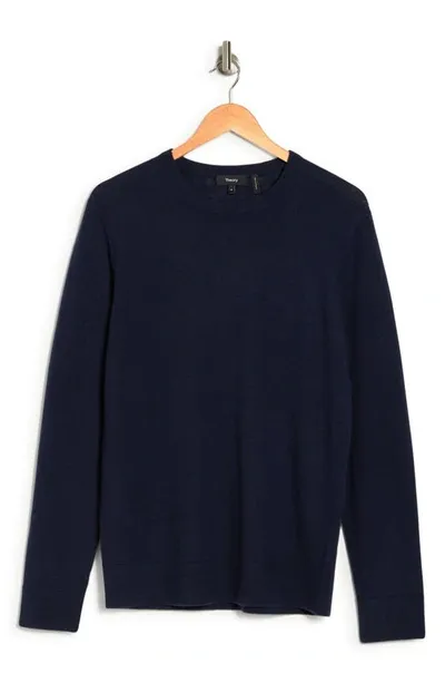 Theory Riland Harman Merino Wool Blend Pullover In Navy