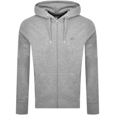 Gant Regular Shield Full Zip Hoodie Grey