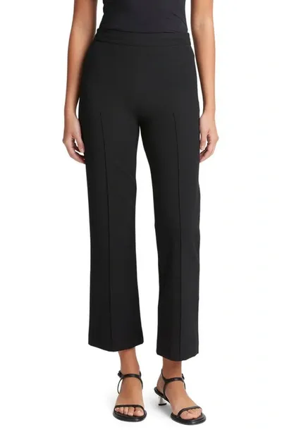 Vince Pintuck Crop Flare Cotton Blend Pants In Black