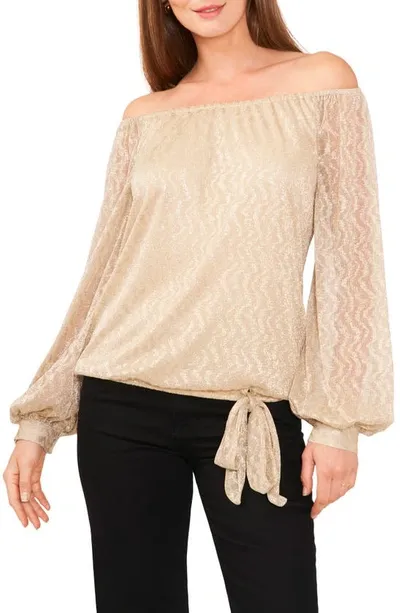 Vince Camuto Metallic Tie Hem Off The Shoulder Top In Gold