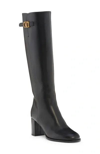 Valentino Garavani Vlogo Signature Tall Boot In 0no Nero