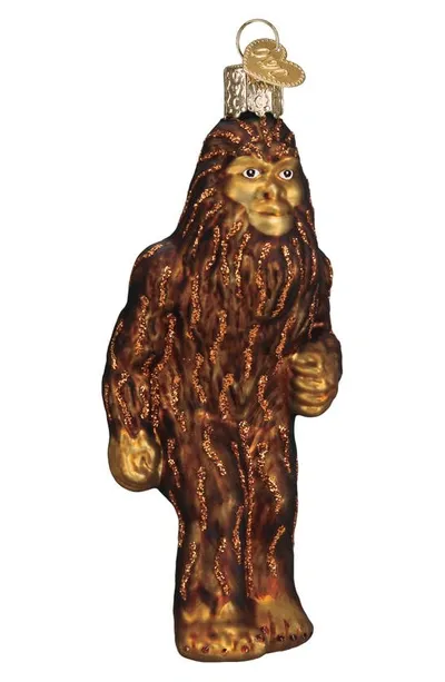 Old World Christmas Sasquatch Glass Ornament In Brown