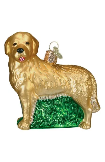 Old World Christmas Golden Retriever Glass Ornament In Golden Yellow