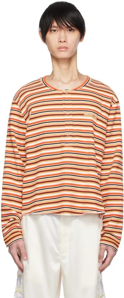 Bluemarble Striped Ribbed Jumper In Orange White Multi