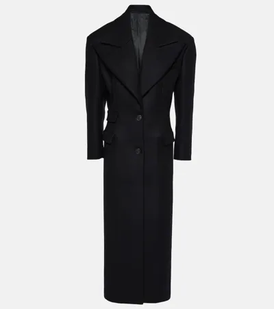 Attico Virgin Wool Coat In Black