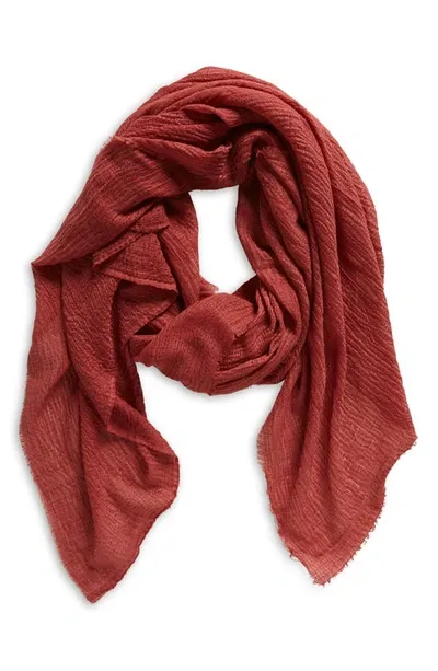 Tasha Crinkle Fringe Scarf In Brick