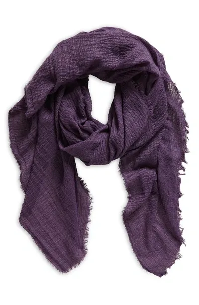 Tasha Crinkle Fringe Scarf In Purple