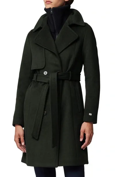 Soia & Kyo Fabianne Belted Wool Blend Coat In Cedar