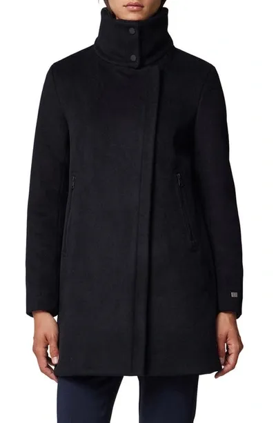 Soia & Kyo Abbi Wool Blend Coat With Removable Quilted Puffer Bib In Black